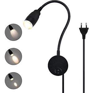 JZCDR Zoomabile Lampada da Parete da Lettura, LED Luce da Letto con Montaggio a Muro con Interruttore, Luce a Collo d'oca Flessibile Regolabile a 360°, Faretto da Lettura in Alluminio per Camera da Letto