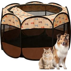 LUPATDY Recinto per Cani da Interno, Portatile Box Cani per Interno ed Esterni, Box Pieghevole per Cane e Gatti, Kennel Cane Piccolo, Gabbia per Gatto, Cucciolo Conigli,74 x 74 x 43 cm (Marrone Caffè)