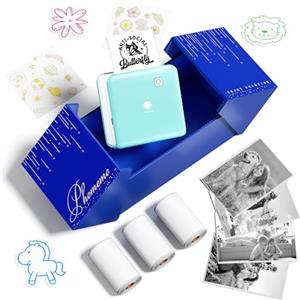 Phomemo Mini Stampante Portatile P2S 300 dpi Stampante Termica Stampante di Adesivi Stampante Termica Bluetooth con 3 Rotoli di Carta per Smartphone, per Foto, Apprendimento, Scrapbooking, Adesivi