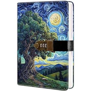 HwxBen Taccuino con codice - Diario A5 con 244 pagine, rivestimento in PU, perfetto per scuola, casa o ufficio, protegge le tue idee, obiettivi e pensieri personali in modo elegante e sicuro.