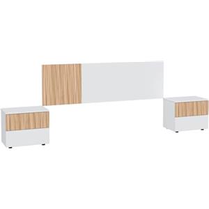 Arreditaly Set Camera Da Letto Con Testiera Matrimoniale Da 176 Cm E 2 Comodini Con Cassetti Testata Letto Arredo Moderno Per Letti 135 150 160 Cm Rovere E Bianco