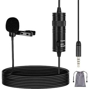 Venidice Microfono Lavalier Omnidirezionale, Mcoplus MCO-LVD600 Clip-on Microfono esterno 3,5 mm per Android IOS Telefono, DSLR, Fotocamera, Computer, Smart Phone (6M)