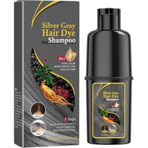 Jimklpy Shampoo Colorante Capelli Grigio Argento, Copertura Dei Capelli Bianchi, Contrasta le Sfumature Gialle, Per un Look All'Ultima Moda Grigio Argento Brillante