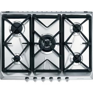SMEG SRV576GH5 PIANO COTTURA GAS, 5 zone di cottura, dimensioni: L 68,5 cm, P 50 piano in Acciaio inossidabile, Inox Satinato