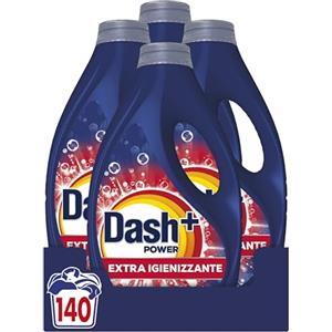Dash Power + Extra Igienizzante, Detersivo Liquido Lavatrice, 140 Lavaggi (35x4), Pulizia Profonda Contro Sporco E Batteri, Pulizia Impeccabile