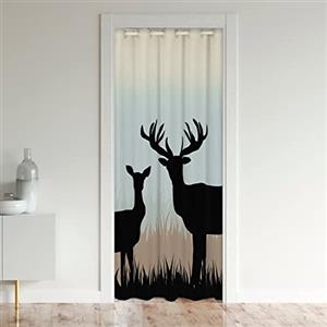 Loussiesd Carino Cervo Armadio Copertura Porta Tenda 86 x 203 cm - Caccia, Privacy, Bambini, Ultra Morbido, Corna, Divisorio - Western Farmhouse Blu Nero Trattamenti Decorazioni