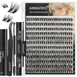 ANNAFRIS Ciglia Finte Ciuffetti Kit 11-13mm Naturali DIY Extension Ciglia Cluster Lashes con Pinze (CS,060)