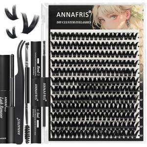 ANNAFRIS Ciglia Finte Ciuffetti Kit 11-13mm Naturali DIY Extension Ciglia Cluster Lashes con Pinze (CS,BV02)