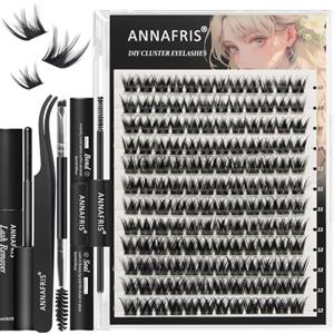 ANNAFRIS Ciglia Finte Ciuffetti Kit 10-12mm Naturali DIY Extension Ciglia Cluster Lashes con Pinze (CS,FT03)