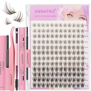 ANNAFRIS Ciglia Finte Ciuffetti Kit Marrone DIY Extension Ciglia Cluster Lashes con Pinze (BN,FD30)