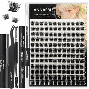 ANNAFRIS Ciglia Finte Ciuffetti Kit 8-16mm Naturali DIY Extension Ciglia Cluster Lashes con Pinze (CS,JS09)