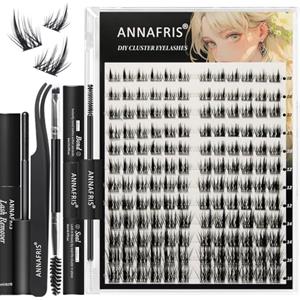 ANNAFRIS Ciglia Finte Ciuffetti Kit 8-16mm Naturali DIY Extension Ciglia Cluster Lashes con Pinze (CS-QS02)