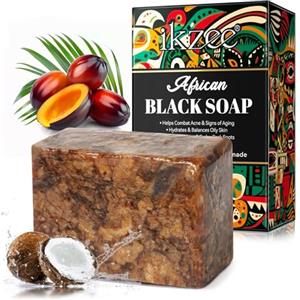 P-Beauty Cosmetic Accessories P-Beauty Black Soap - Sapone nero africano, vegano con burro di karitè, olio di cocco e di palma, sapone per il viso, sapone per il corpo, sapone per capelli, sapone naturale, contro brufoli, acne