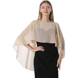 GIBZ Scialle Coprispalle Donna, Elegante Chiffon Stola Mantellina Estivo, Sciarpe Poncho per Sposa Matrimonio Cerimonia Festa, Cachi