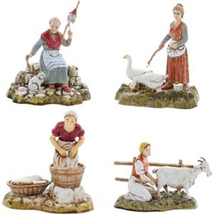 Moranduzzo Set 4 Mestieri Donne per Presepe da Cm 10 Scala 1:20 - Statuine Presepe Indistruttibili - Stile 700', Pittura Rifinita a Mano, Prodotto Ufficiale, Made in Italy, Scultore M. Landi