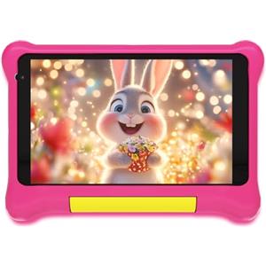 Vekoy Tablet Bambini 7 Pollici Android Tablet per Bambini 5GB RAM 32GB ROM Controllo Parentale IPS HD Bluetooth WiFi Quad Core Doppia fotocamera Bambini Tablet PC con custodia protettiva (Rosa)