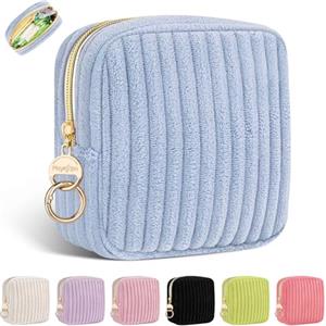 Playexen Porta Assorbenti da Borsa Sacchetti di Pola per Portaassorbenti Igienici per Mestruazioni con Cerniera Pochette Piccola Porta-assorbenti Tampons Portatile Per Donna Ragazza Sacch Regalo(Blu)