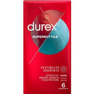 Durex Supersottile Close Fit - Preservativi Extra Sottili, 6 Pezzi con Vestibilità Aderente e Lubrificazione Avanzata