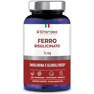 STARDEA Srl STARDEA FERRO BISGLICINATO 14 MG | 60 CAPSULE VEGETALI | Integratore di Ferro bisglicinato | Energia e globuli rossi | Ferro 14mg + vitamine B | biodisponibilità e tollerabilità ottimale | Senza gluti