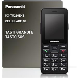 Panasonic KX-TU260EXB Telefono 4G Facile Da Usare, Telefono per Anziani, IP44, USB C, Fino a 7.5h autonomia, Schermo Chiaro da 2,4 pollici, Nero