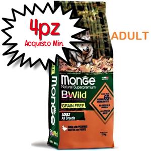 MONGE CANE CROCCHETTA BWILD GRAIN FREE ALL BREEDS ADULT ANATRA E PATATE 12 KG [PREZZO A CONFEZIONE - acquisto minimo 4 confezioni]