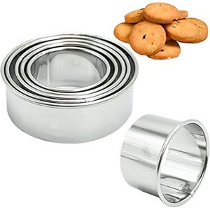 SZXMDKH Set di 5 Coppapasta Rotondo Acciaio Inox Tagliapasta Aperta Tondo Stampi per Biscotti Formine Coppapasta Tondi Anelli