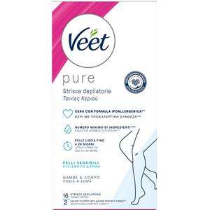 Veet Minima Strisce Depilatorie Ipoallergeniche per Corpo e Gambe - 16 Pezzi con Formula Easy-Gel
