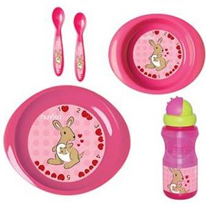 Nuvita Kit Pappa 12M Rosa - Set con piatti, cucchiai e tazza ergonomica