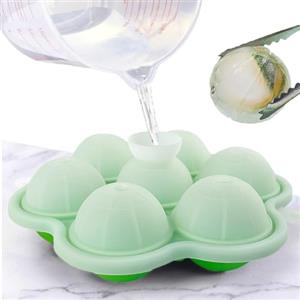 QIANYY Ghiaccio Stampo Silicone, Stampi Forme Ghiacci, Stampini a Sfera Grandi 5CM con Anello a Pressione a Doppia Tenuta, Vassoio per Palline Ghiaccio per Cocktail, Whisky, Vino, Gelati (Verde)
