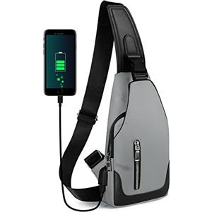 Aucuu Zaino Monospalla Uomo, Borsello Tracolla da Uomo, Sling Bag Impermeabile per Lavoro Sportivo/Treeking/Ciclismo/Viggio(includere 1 Cavo USB)