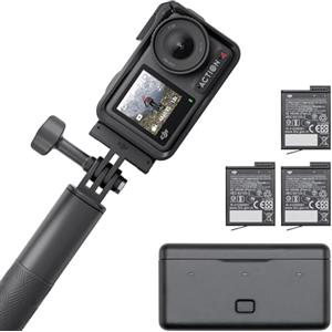 DJI Osmo Action 4 Combo Adventure - Action cam impermeabile 4K/120fps, sensore da 1/1.3 pollici, 10 bit e D-Log M, FOV di 155º ultra ampio, fino a 7,5 ore con 3 batterie extra per i vlog