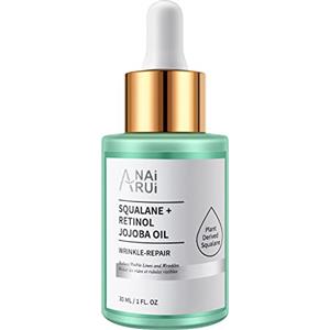 ANAI RUI ANAiRUi Olio di Jojoba al Retinolo per Viso Idratante, Nutre, Riduce le Linee e Rughe, Olio Viso, Riparatore, Pelle Radiosa, Levigata e Elastica, 30ml