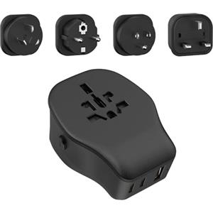 JSVER Adattatore da Viaggio Universale JSVER con 4 Spine Rimovibili, Adattatore per Presa Elettrica da Mondo a Italia, Adattatore da Viaggio per Regno Unito,Stati Uniti,Australia,Cina e Giappone (Nero)