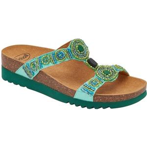 Scholl New Bogota Wedge - Calzatura Satin Verde Smeraldo con Perline, Numero 39