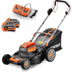 FUXTEC Tagliaerba a batteria 40V (2x20V) E2RM46 semovente, Mulching e Scarico Laterale - Set Batterie 2x4Ah e Caricabatterie - Larghezza di Taglio 46cm, 50L, Altezza di Taglio 25-75mm