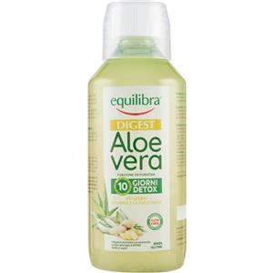 Equilibra Integratori Alimentari, Digest Aloe Vera, Integratore Aloe Vera da Bere Puro o Diluito, Aloin Free, Detox, Pura Polpa, Senza Aggiunta di Acqua, con Zenzero, Digestivo, Senza Glutine, 500 ml