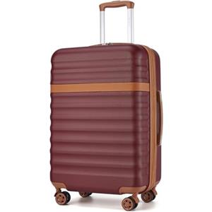 KONO Valigia Bagaglio a Mano Trolley Media Valige Rigida Medio Viaggio ABS+PC Hardshell Leggero con 4 Ruote e TSA Lucchetto, Bordeaux/Marrone