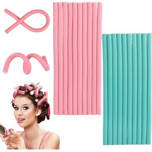 HUZNA Bigodini per Capelli,20 Pezzi Rulli Flessibili in Schiuma, Lungo Flessibili Arricciacapelli Senza Calore,Bigodini Leggeri Piegati,Bigodini Morbidi per Dormire per Capelli Medi Lunghi