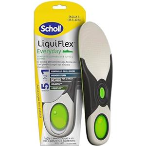 Dr. Scholl's Dr.Scholl's Liquiflex Everyday, Solette Regolabili Anti-Odore in Memory Foam con Tecnologia 5 in 1 per Tutti i Tipi di Scarpe, Supporto Arco Plantare, Uso Quotidiano, Taglia L (41-46.5), Uomo e Donna