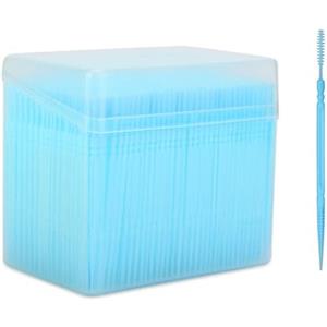 Agatige 1100 Pezzi Di Stuzzicadenti in Plastica, Bastoncini Morbidi Monouso a Doppia Scovolini Dentali Scovolini Interdentali Scovolino Denti Con Scatola per La Pulizia Dei Denti Strumento Orale (Blu)
