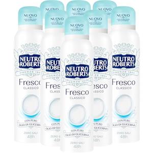 Neutro Roberts Deodorante Spray Fresco Blu Classico Deo 48h Senza Sali di Alluminio per la Naturale Traspirazione della Pelle Formula Senza Polveri Non Lascia Macchie sui Vestiti - 8 Flaconi da 150ml