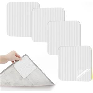 GlasFlength Antiscivolo per Tappeti,4 Pezzi Adesivi Antiscivolo da Tappeto Gripper Tappetino antiscivolo New Materials to Anti Curling Ferma Tappeto per Cucina Camera Da Letto Bagno (Bianco)