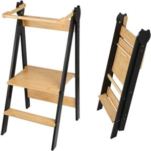 OHMG Fold Legno Torre Montessoriana di Apprendimento Pieghevole Multiuso Learning Tower in Legno Naturale di Betulla con 3 Altezze Regolabili,per Bancone Cucina Lavandino Bagno