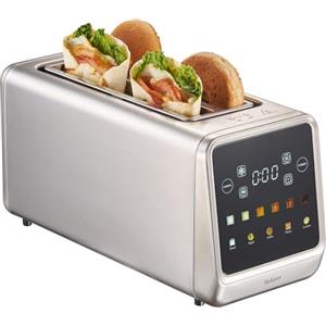 Yabano Tostapane 4 fette con touch screen e funzione memoria, timer, scongelamento e riscaldamento, tostapane in acciaio inox con 6 livelli di doratura, 5 programmi per il pane