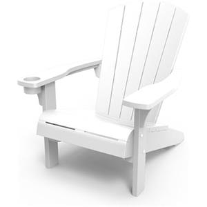 Keter Alpine Adirondack Sedia da Esterno, Dotata di Portabicchiere, Ideale per Giardino e Terrazzo, 80x93x93H xm, Bianca