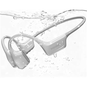 DOOGEE Cuffie a Conduzione Ossea, IP68 Impermeabili Sportivi Auricolari Conduzione Ossea Bluetooth 5.4 per Nuoto, Running & Fitness, 64GB MP3, 8H Batteria, Vestibilità Sicura (Grigio Chiaro)