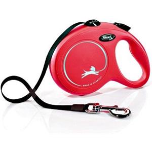 Flexi New Classic Guinzaglio Automatico L 5m Rosso - Fettuccia Robusta per Cani fino a 50 kg