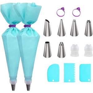 MUNSKT Kit per decorare torte, 6 beccucci per tubazioni, 3 spatole in silicone, 2 sac à poche riutilizzabili in EVA, 2 accoppiatori e 2 anelli di tenuta, perfetto per torte, biscotti, dessert