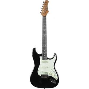 EKO GUITARS - Chitarra Elettrica ST‑300, Corpo Pioppo, Manico Acero, Tastiera WPC, 3 Pickup Single‑Coil, Ponte Tremolo, 22 Tasti, Colore Nero