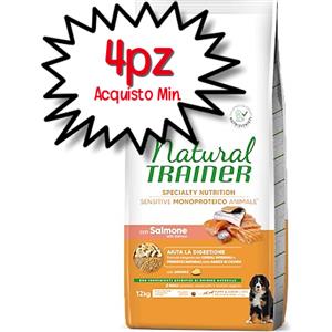 Trainer Natural Sensitive No Gluten Puppy & Junior Medium/Maxi con Salmone - Alimento Completo 12kg